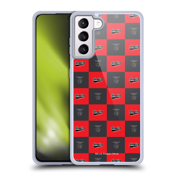 S.L. Benfica 2021/22 Crest Logo Pattern Soft Gel Case for Samsung Galaxy S21+ 5G