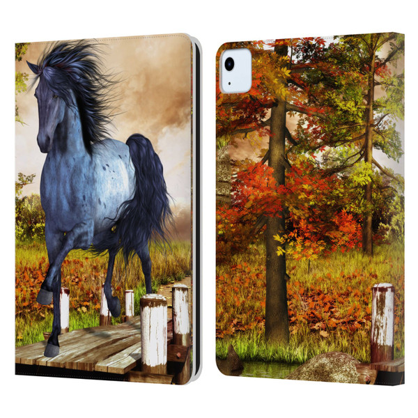 Simone Gatterwe Horses On The Lake Leather Book Wallet Case Cover For Apple iPad Air 11 2020/2022/2024
