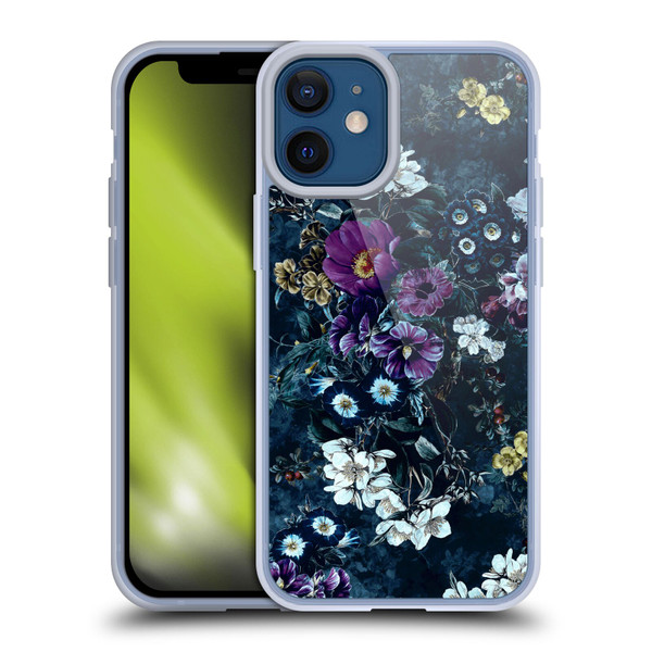 Riza Peker Night Floral Purple Flowers Soft Gel Case for Apple iPhone 12 Mini