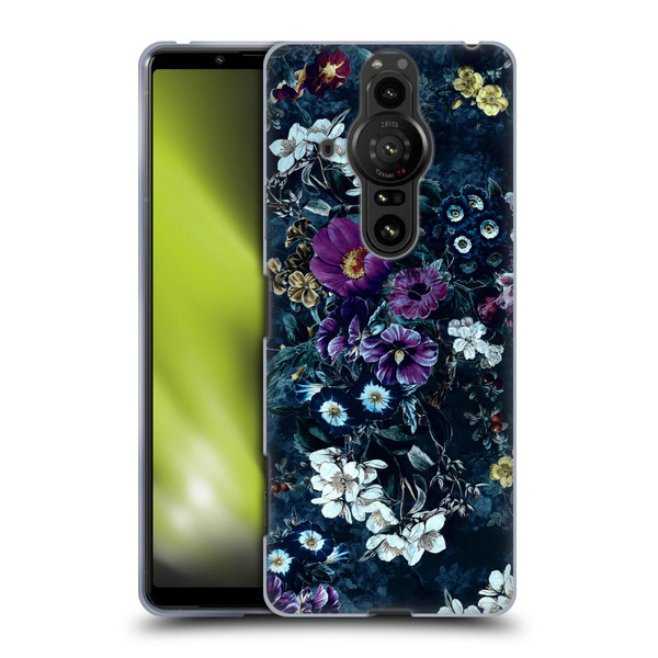 Riza Peker Night Floral Purple Flowers Soft Gel Case for Sony Xperia Pro-I