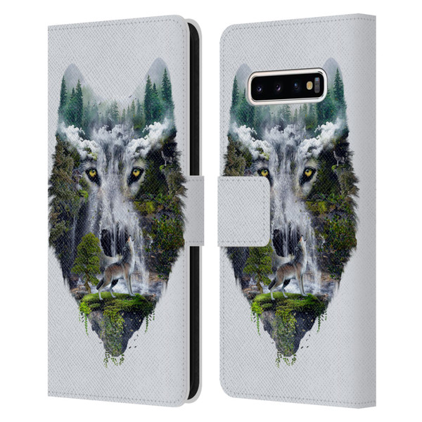Riza Peker Animal Abstract Wolf Nature Leather Book Wallet Case Cover For Samsung Galaxy S10+ / S10 Plus