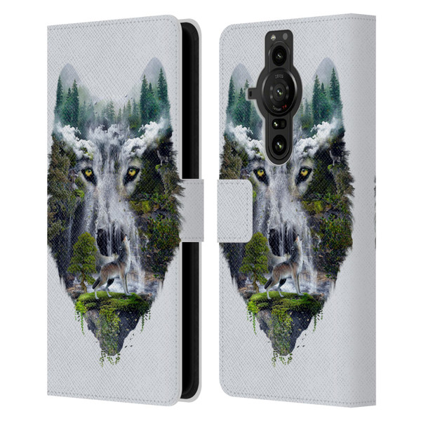 Riza Peker Animal Abstract Wolf Nature Leather Book Wallet Case Cover For Sony Xperia Pro-I