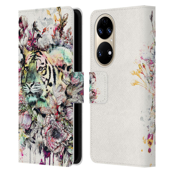 Riza Peker Animals Tiger Leather Book Wallet Case Cover For Huawei P50