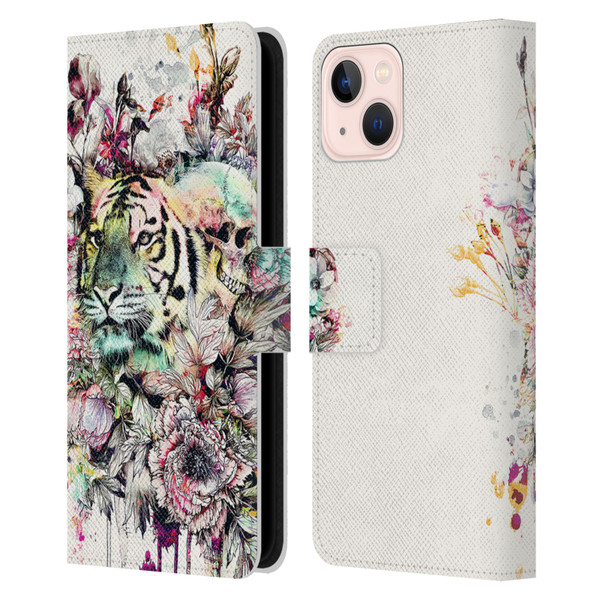 Riza Peker Animals Tiger Leather Book Wallet Case Cover For Apple iPhone 13