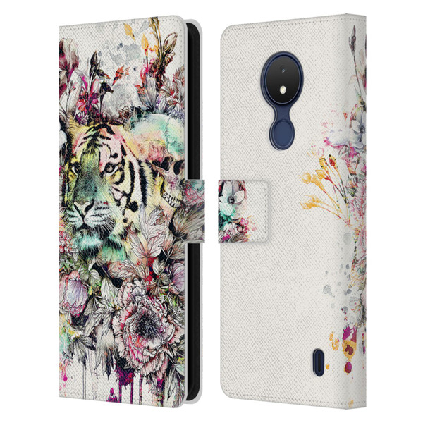 Riza Peker Animals Tiger Leather Book Wallet Case Cover For Nokia C21