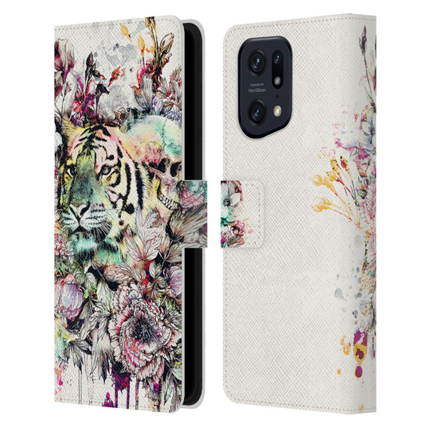 Riza Peker Animals Tiger Leather Book Wallet Case Cover For OPPO Find X5 Pro