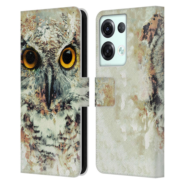Riza Peker Animals Owl II Leather Book Wallet Case Cover For OPPO Reno8 Pro