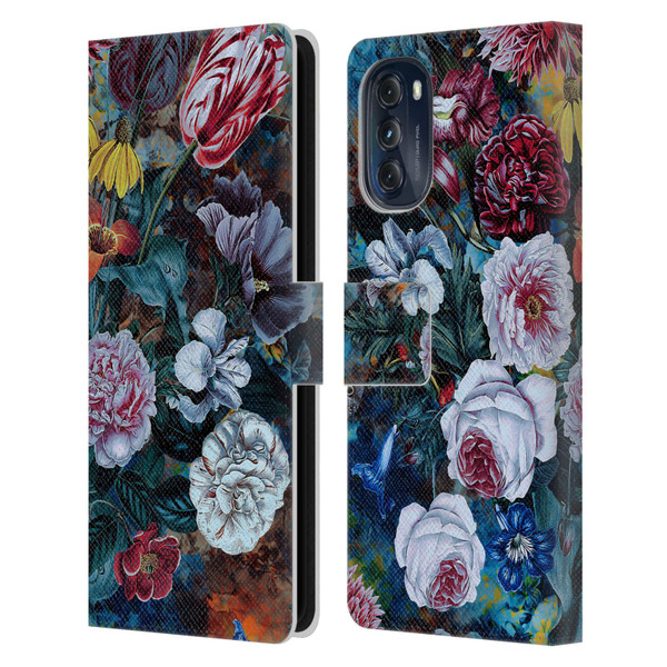 Riza Peker Florals Full Bloom Leather Book Wallet Case Cover For Motorola Moto G (2022)