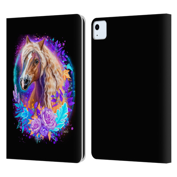 Sheena Pike Animals Purple Horse Spirit With Roses Leather Book Wallet Case Cover For Apple iPad Air 2020 / 2022