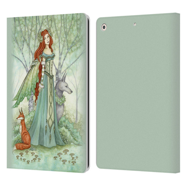 Amy Brown Magical Fairies Woodland Fairy With Fox & Wolf Leather Book Wallet Case Cover For Apple iPad 10.2 2019/2020/2021