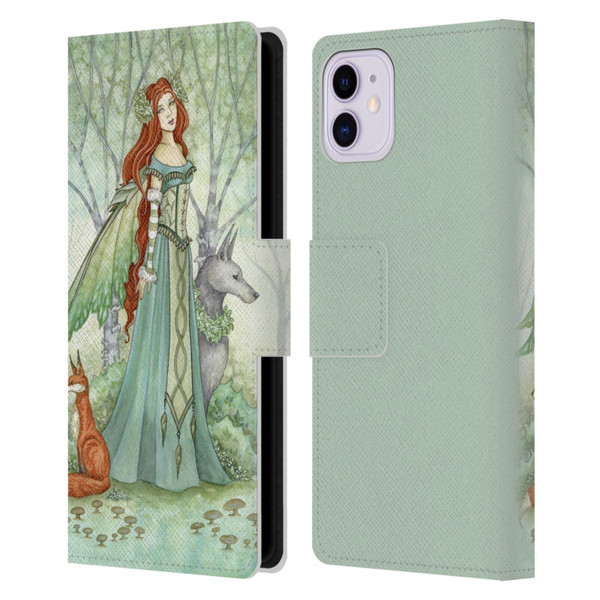 Amy Brown Magical Fairies Woodland Fairy With Fox & Wolf Leather Book Wallet Case Cover For Apple iPhone 11