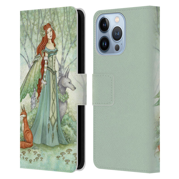 Amy Brown Magical Fairies Woodland Fairy With Fox & Wolf Leather Book Wallet Case Cover For Apple iPhone 13 Pro