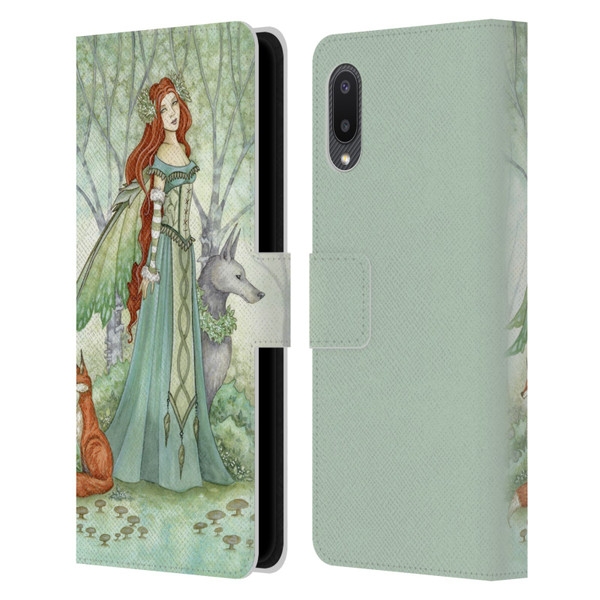 Amy Brown Magical Fairies Woodland Fairy With Fox & Wolf Leather Book Wallet Case Cover For Samsung Galaxy A02/M02 (2021)