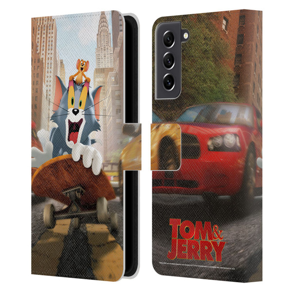 Tom And Jerry Movie (2021) Graphics Best Of Enemies Leather Book Wallet Case Cover For Samsung Galaxy S21 FE 5G