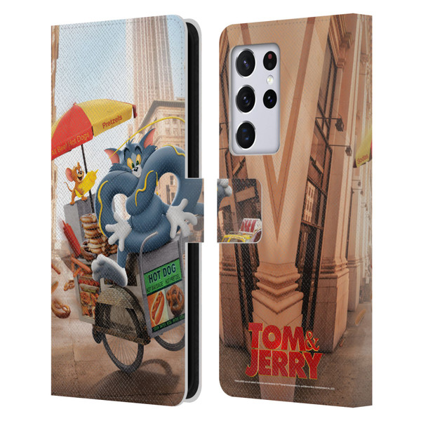 Tom And Jerry Movie (2021) Graphics Real World New Twist Leather Book Wallet Case Cover For Samsung Galaxy S21 Ultra 5G