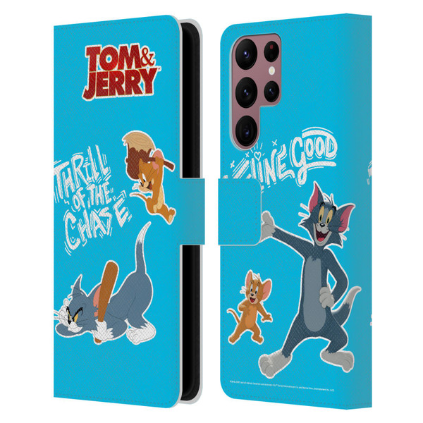 Tom And Jerry Movie (2021) Graphics Characters 2 Leather Book Wallet Case Cover For Samsung Galaxy S22 Ultra 5G