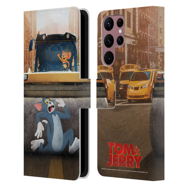 Tom And Jerry Movie (2021) Graphics Rolling Leather Book Wallet Case Cover For Samsung Galaxy S22 Ultra 5G