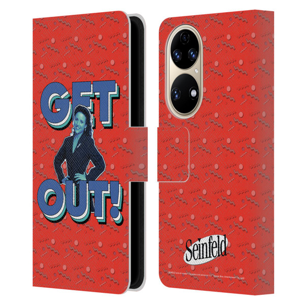 Seinfeld Graphics Get Out! Leather Book Wallet Case Cover For Huawei P50