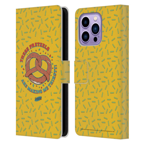 Seinfeld Graphics These Pretzels Leather Book Wallet Case Cover For Apple iPhone 14 Pro Max