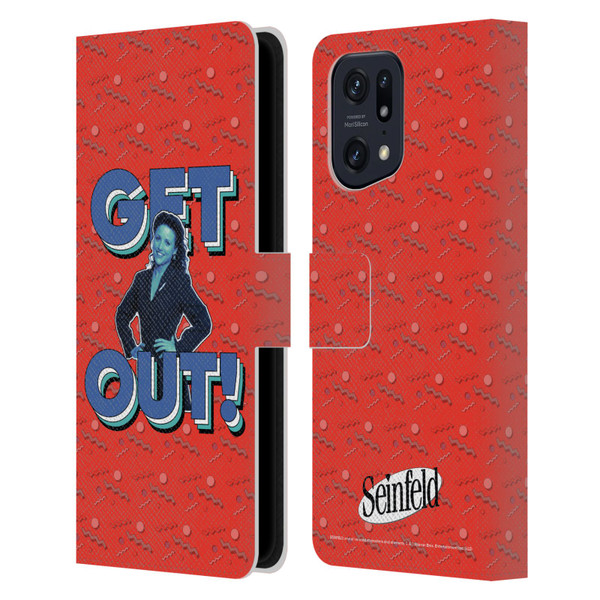 Seinfeld Graphics Get Out! Leather Book Wallet Case Cover For OPPO Find X5