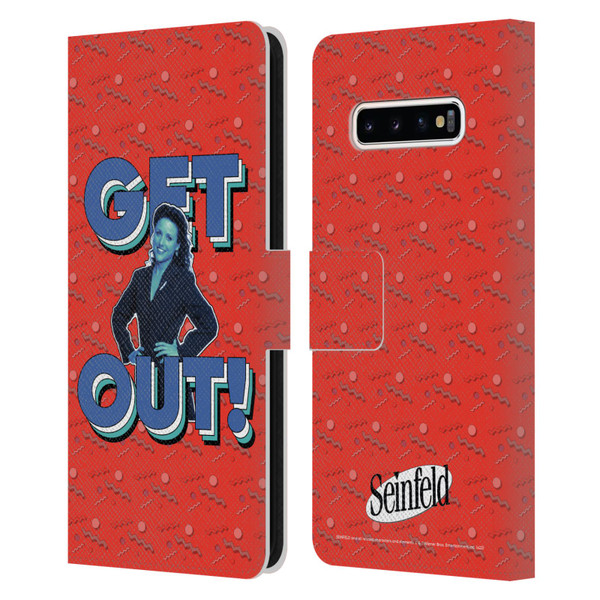 Seinfeld Graphics Get Out! Leather Book Wallet Case Cover For Samsung Galaxy S10+ / S10 Plus