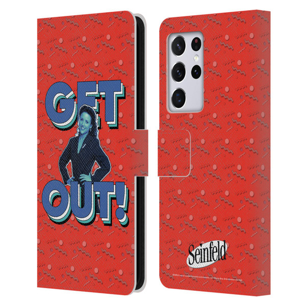 Seinfeld Graphics Get Out! Leather Book Wallet Case Cover For Samsung Galaxy S21 Ultra 5G