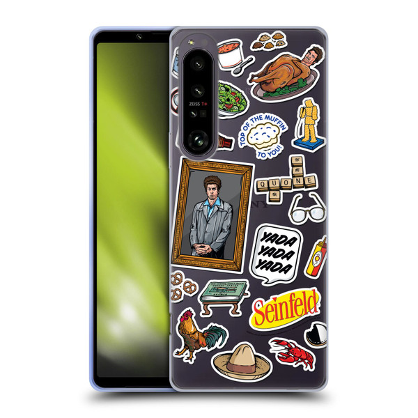 Seinfeld Graphics Sticker Collage Soft Gel Case for Sony Xperia 1 IV