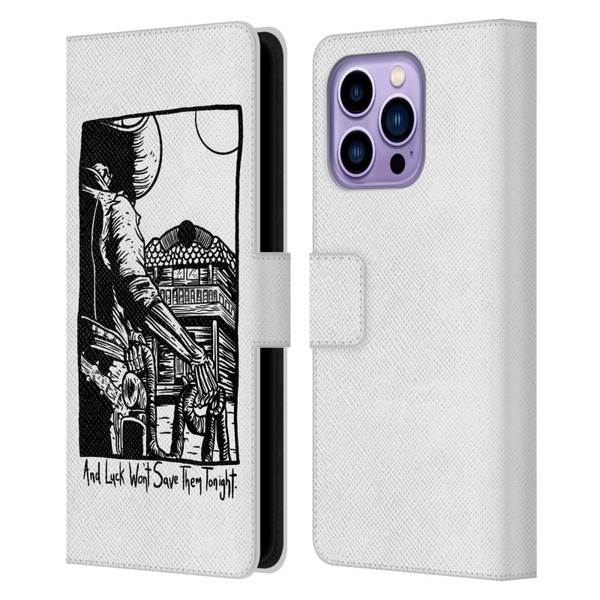 Matt Bailey Art Luck Won't Save Them Leather Book Wallet Case Cover For Apple iPhone 14 Pro Max