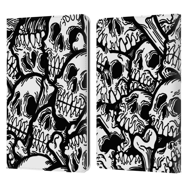 Matt Bailey Skull All Over Leather Book Wallet Case Cover For Amazon Kindle Paperwhite 1 / 2 / 3