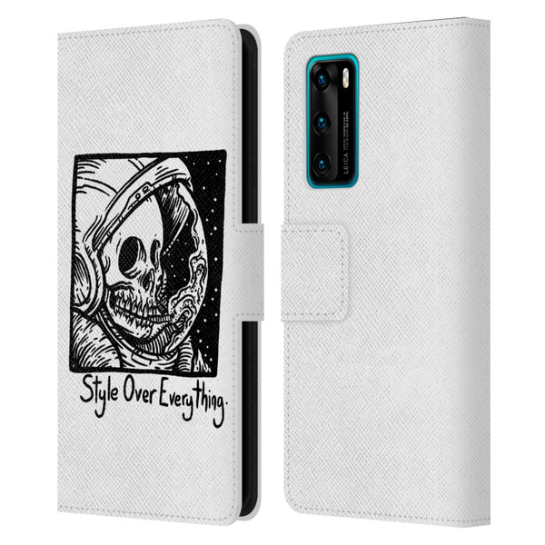Matt Bailey Skull Style Over Everything Leather Book Wallet Case Cover For Huawei P40 5G