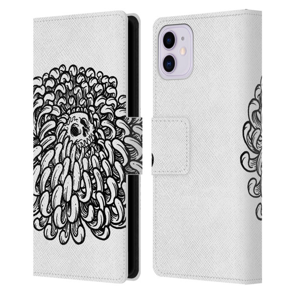 Matt Bailey Skull Flower Leather Book Wallet Case Cover For Apple iPhone 11