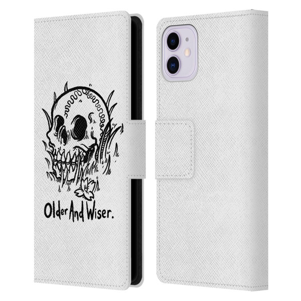Matt Bailey Skull Older And Wiser Leather Book Wallet Case Cover For Apple iPhone 11