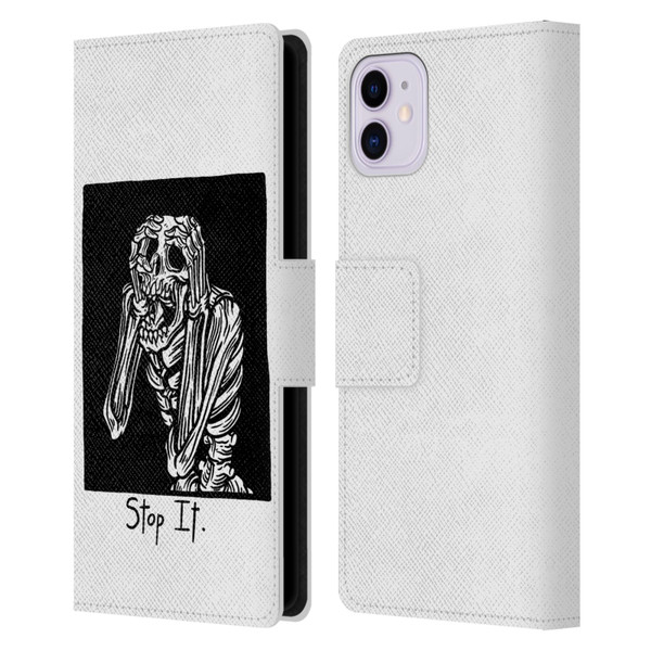 Matt Bailey Skull Stop It Leather Book Wallet Case Cover For Apple iPhone 11