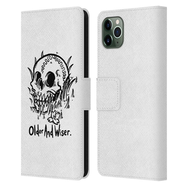 Matt Bailey Skull Older And Wiser Leather Book Wallet Case Cover For Apple iPhone 11 Pro Max