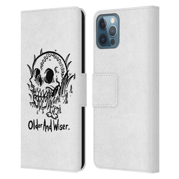 Matt Bailey Skull Older And Wiser Leather Book Wallet Case Cover For Apple iPhone 12 / iPhone 12 Pro