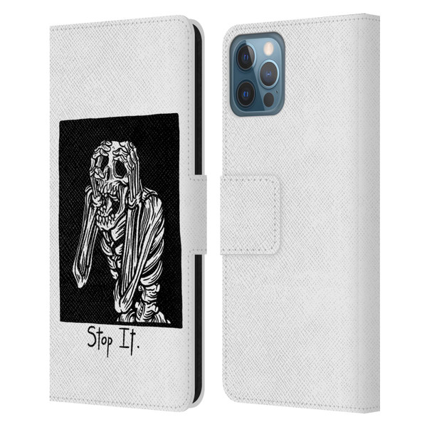 Matt Bailey Skull Stop It Leather Book Wallet Case Cover For Apple iPhone 12 / iPhone 12 Pro