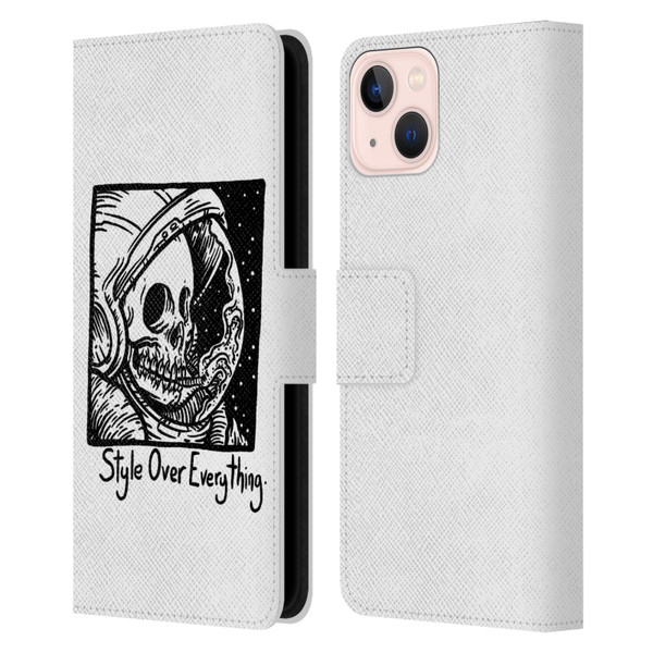 Matt Bailey Skull Style Over Everything Leather Book Wallet Case Cover For Apple iPhone 13