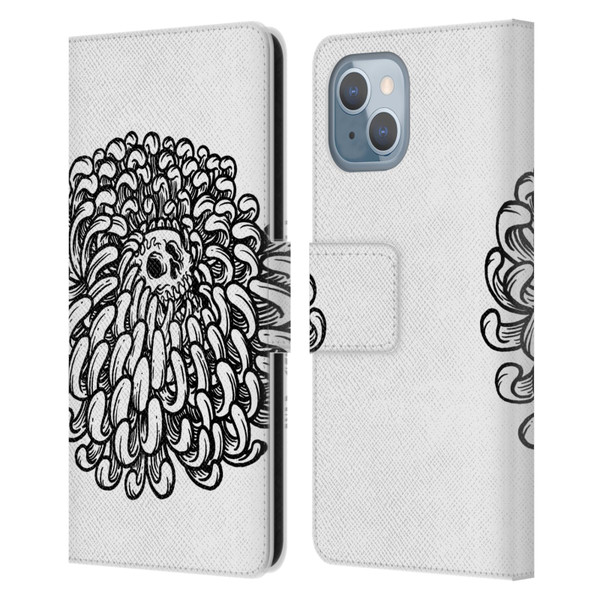 Matt Bailey Skull Flower Leather Book Wallet Case Cover For Apple iPhone 14