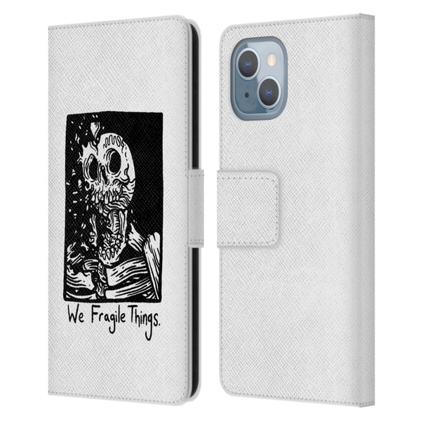 Matt Bailey Skull We Fragile Things Leather Book Wallet Case Cover For Apple iPhone 14
