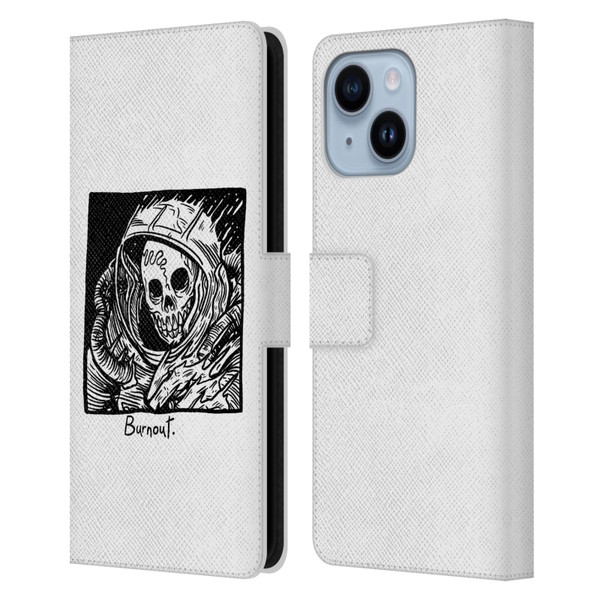 Matt Bailey Skull Burnout Leather Book Wallet Case Cover For Apple iPhone 14 Plus