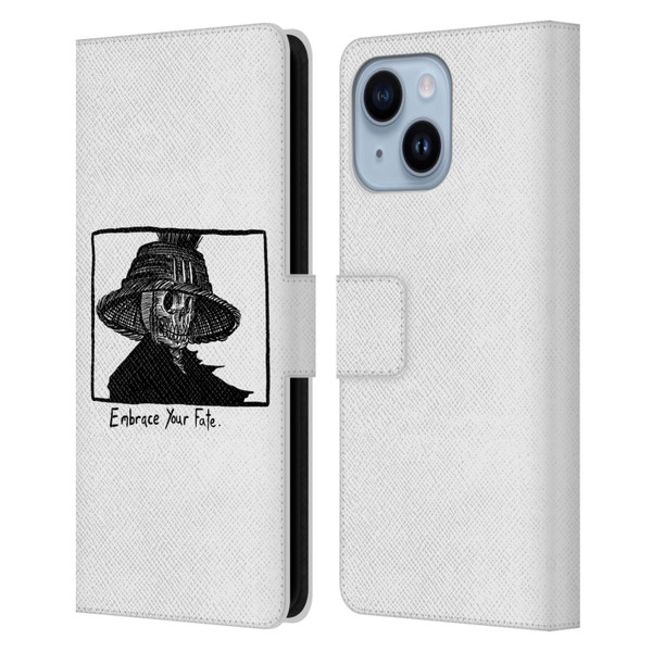 Matt Bailey Skull Embrace Your Fate Leather Book Wallet Case Cover For Apple iPhone 14 Plus
