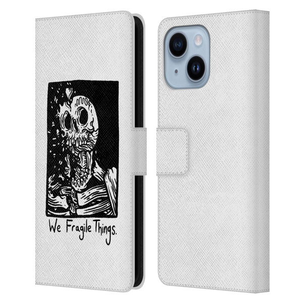 Matt Bailey Skull We Fragile Things Leather Book Wallet Case Cover For Apple iPhone 14 Plus
