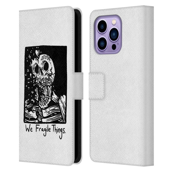 Matt Bailey Skull We Fragile Things Leather Book Wallet Case Cover For Apple iPhone 14 Pro Max