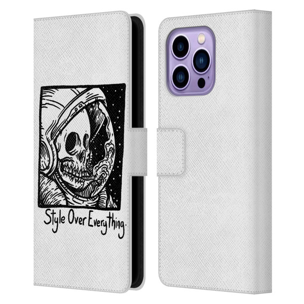 Matt Bailey Skull Style Over Everything Leather Book Wallet Case Cover For Apple iPhone 14 Pro Max