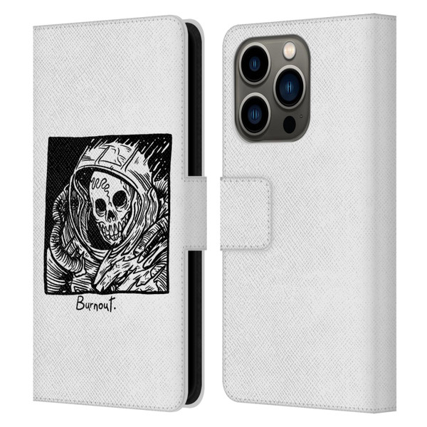 Matt Bailey Skull Burnout Leather Book Wallet Case Cover For Apple iPhone 14 Pro