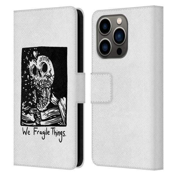 Matt Bailey Skull We Fragile Things Leather Book Wallet Case Cover For Apple iPhone 14 Pro