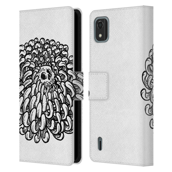 Matt Bailey Skull Flower Leather Book Wallet Case Cover For Nokia C2 2nd Edition