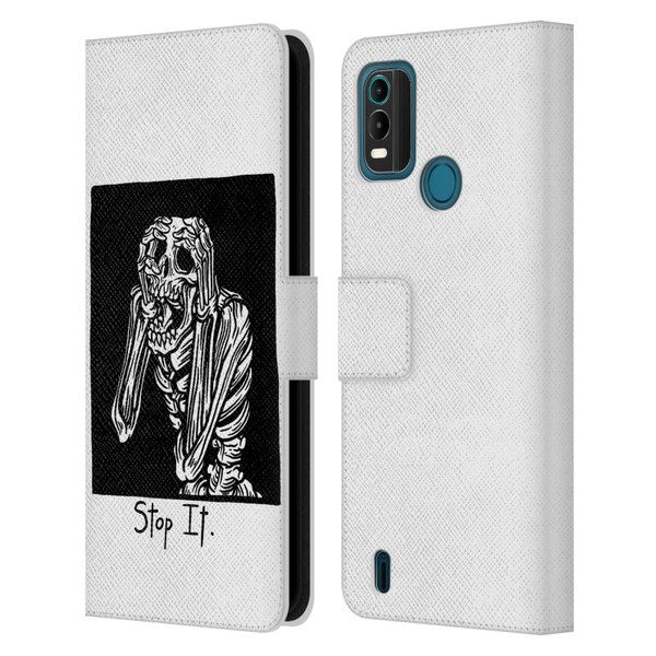 Matt Bailey Skull Stop It Leather Book Wallet Case Cover For Nokia G11 Plus