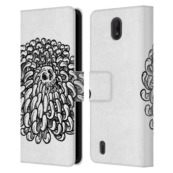 Matt Bailey Skull Flower Leather Book Wallet Case Cover For Nokia C01 Plus/C1 2nd Edition