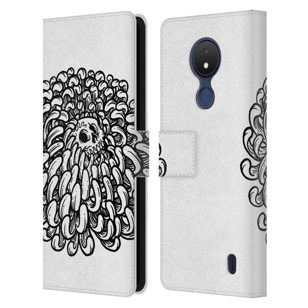 Matt Bailey Skull Flower Leather Book Wallet Case Cover For Nokia C21